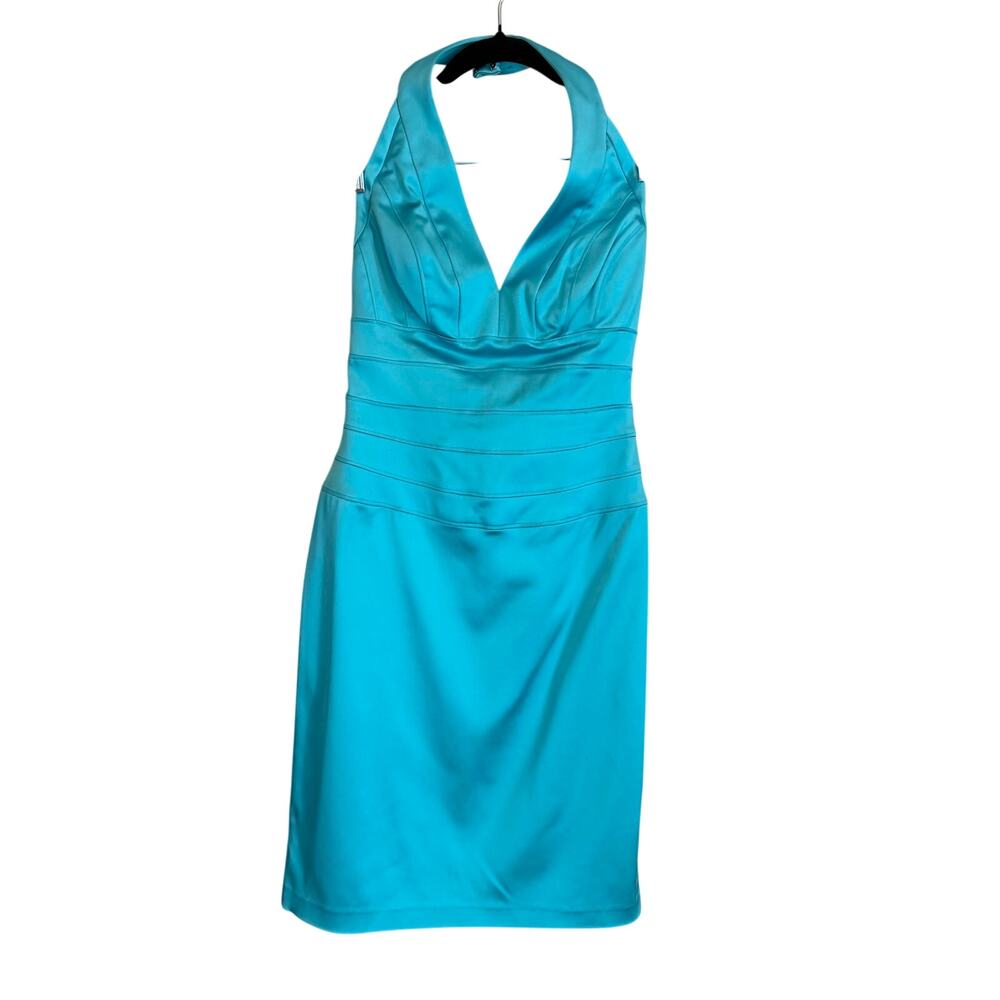 Cache Sheath Dress 2 Teal Sleeveless Cocktail Party Prom Gala Evening Homecoming
